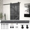 Sliding Door with Hardware Set 80x210 cm Solid Pine Wood Black