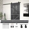 Sliding Door with Hardware Set 80x210 cm Solid Pine Wood Black