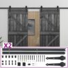 Sliding Door with Hardware Set 80x210 cm Solid Pine Wood Black