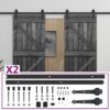 Sliding Door with Hardware Set 80x210 cm Solid Pine Wood Black