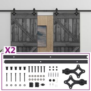 Sliding Door with Hardware Set 80x210 cm Solid Pine Wood Black