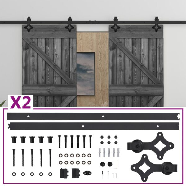Sliding Door with Hardware Set 80x210 cm Solid Pine Wood Black