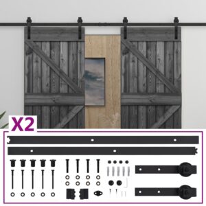 Sliding Door with Hardware Set 80x210 cm Solid Pine Wood Black