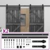Sliding Door with Hardware Set 80x210 cm Solid Pine Wood Black
