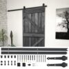 Sliding Door with Hardware Set 90x210 cm Solid Pine Wood Black