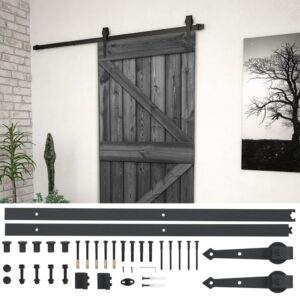 Sliding Door with Hardware Set 90x210 cm Solid Pine Wood Black