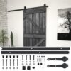 Sliding Door with Hardware Set 90x210 cm Solid Pine Wood Black