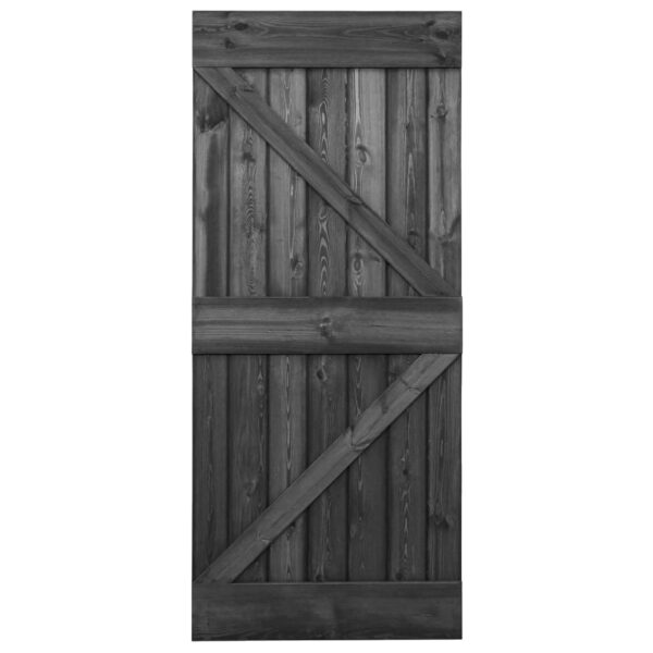 Sliding Door with Hardware Set 90x210 cm Solid Pine Wood Black