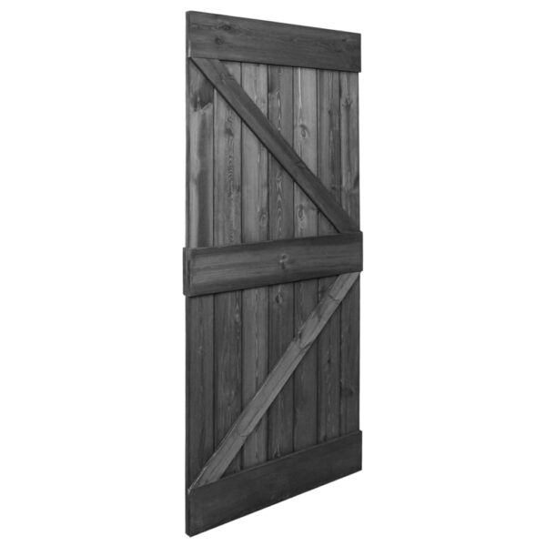 Sliding Door with Hardware Set 90x210 cm Solid Pine Wood Black