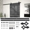 Sliding Door with Hardware Set 90x210 cm Solid Pine Wood Black