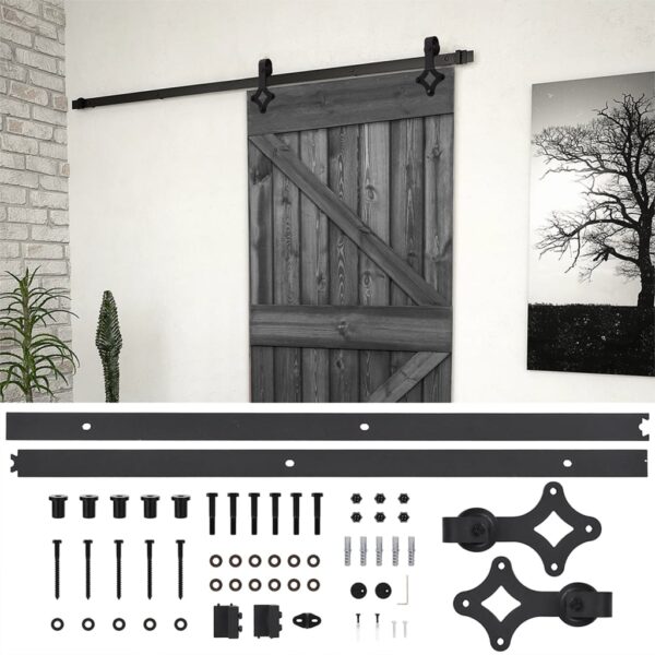 Sliding Door with Hardware Set 90x210 cm Solid Pine Wood Black