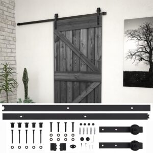 Sliding Door with Hardware Set 90x210 cm Solid Pine Wood Black