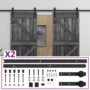 Sliding Door with Hardware Set 90x210 cm Solid Pine Wood Black
