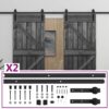 Sliding Door with Hardware Set 90x210 cm Solid Pine Wood Black