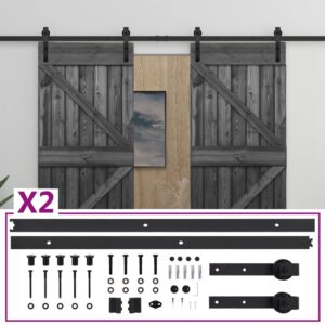 Sliding Door with Hardware Set 90x210 cm Solid Pine Wood Black