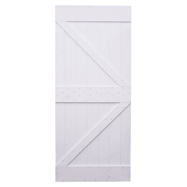 Sliding Door with Hardware Set 80x210 cm Solid Pine Wood White