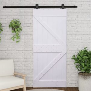 Sliding Door with Hardware Set 80x210 cm Solid Pine Wood White