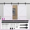 Sliding Door with Hardware Set 80x210 cm Solid Pine Wood White
