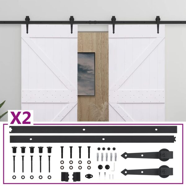 Sliding Door with Hardware Set 80x210 cm Solid Pine Wood White