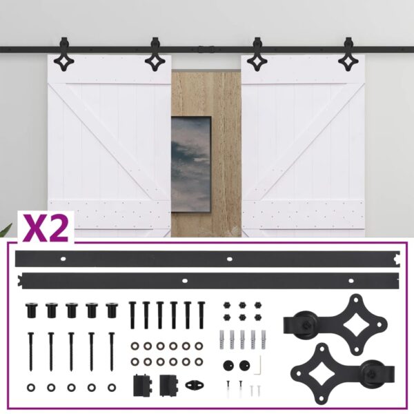 Sliding Door with Hardware Set 80x210 cm Solid Pine Wood White