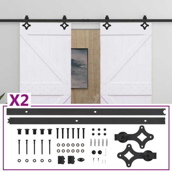 Sliding Door with Hardware Set 80x210 cm Solid Pine Wood White