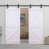 Sliding Door with Hardware Set 80x210 cm Solid Pine Wood White