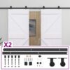 Sliding Door with Hardware Set 80x210 cm Solid Pine Wood White