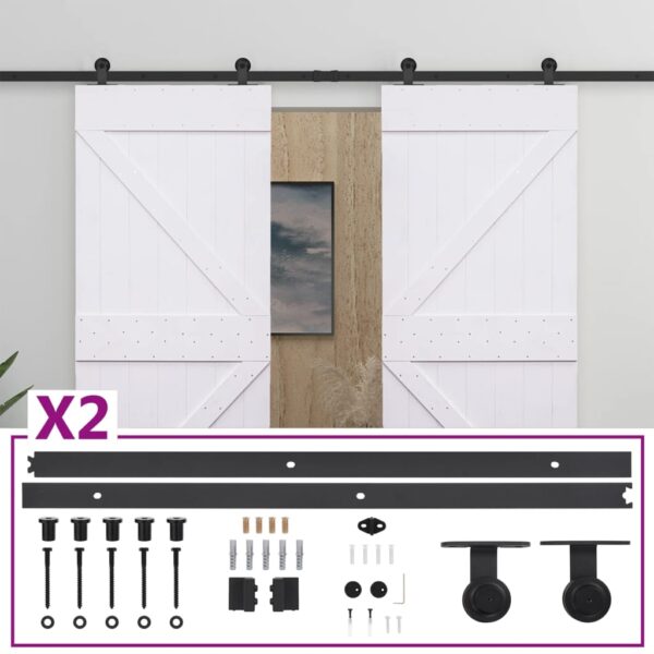 Sliding Door with Hardware Set 80x210 cm Solid Pine Wood White