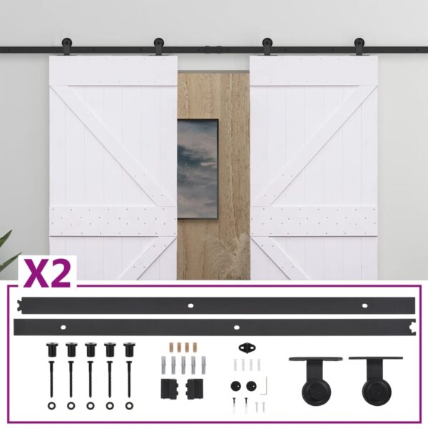 Sliding Door with Hardware Set 80x210 cm Solid Pine Wood White