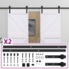 Sliding Door with Hardware Set 80x210 cm Solid Pine Wood White