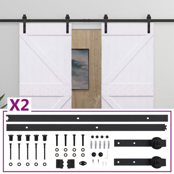 Sliding Door with Hardware Set 80x210 cm Solid Pine Wood White
