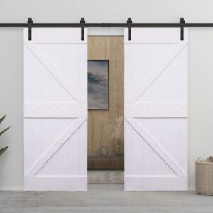 Sliding Door with Hardware Set 80x210 cm Solid Pine Wood White