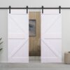 Sliding Door with Hardware Set 80x210 cm Solid Pine Wood White