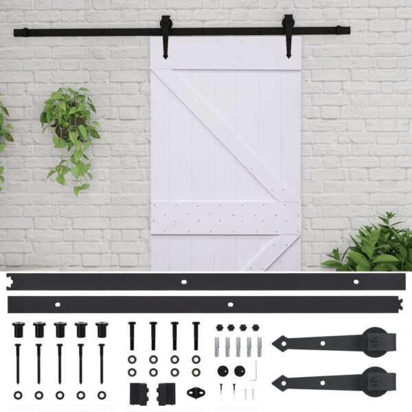 Sliding Door with Hardware Set 90x210 cm Solid Pine Wood White