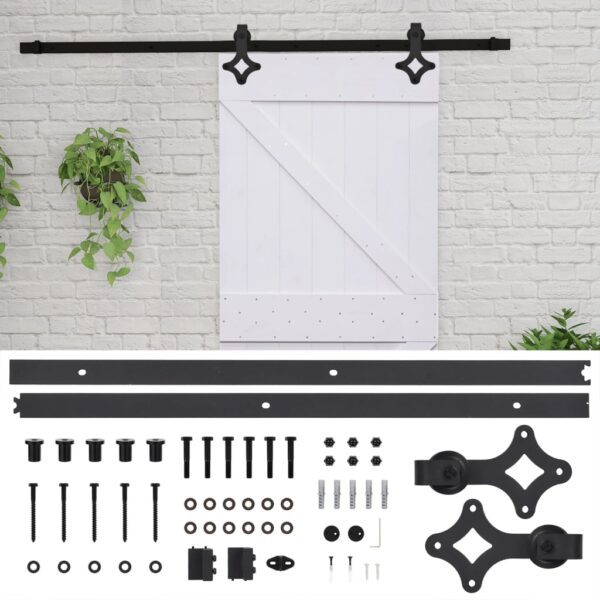 Sliding Door with Hardware Set 90x210 cm Solid Pine Wood White