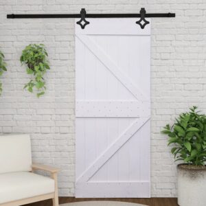 Sliding Door with Hardware Set 90x210 cm Solid Pine Wood White