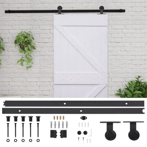 Sliding Door with Hardware Set 90x210 cm Solid Pine Wood White