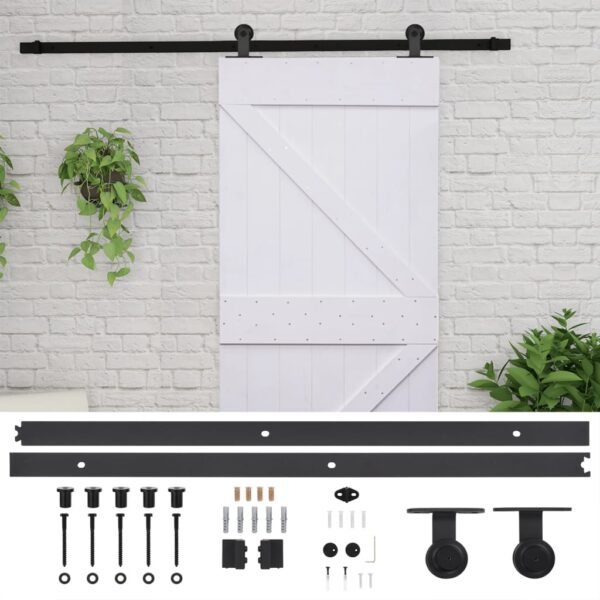 Sliding Door with Hardware Set 90x210 cm Solid Pine Wood White