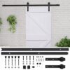 Sliding Door with Hardware Set 90x210 cm Solid Pine Wood White