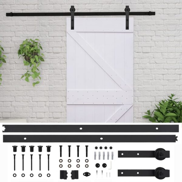 Sliding Door with Hardware Set 90x210 cm Solid Pine Wood White