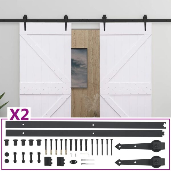 Sliding Door with Hardware Set 90x210 cm Solid Pine Wood White
