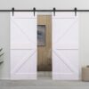 Sliding Door with Hardware Set 90x210 cm Solid Pine Wood White