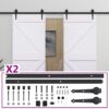 Sliding Door with Hardware Set 90x210 cm Solid Pine Wood White