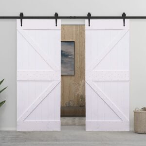 Sliding Door with Hardware Set 90x210 cm Solid Pine Wood White