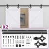 Sliding Door with Hardware Set 90x210 cm Solid Pine Wood White