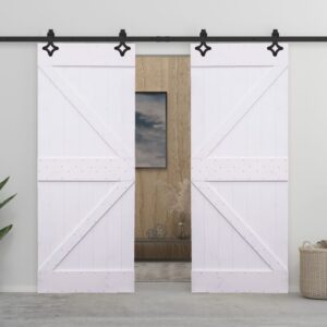 Sliding Door with Hardware Set 90x210 cm Solid Pine Wood White