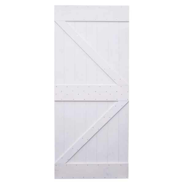 Sliding Door with Hardware Set 90x210 cm Solid Pine Wood White