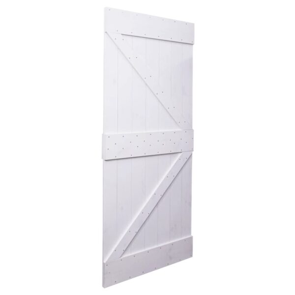 Sliding Door with Hardware Set 90x210 cm Solid Pine Wood White