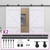 Sliding Door with Hardware Set 90x210 cm Solid Pine Wood White