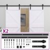 Sliding Door with Hardware Set 90x210 cm Solid Pine Wood White